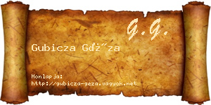 Gubicza Géza névjegykártya